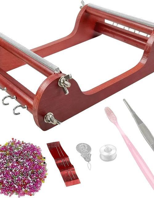 Load image into Gallery viewer, Small Wooden Bead Loom Kit Jewelry Making Bead Tools with Threads Tweezers 20G Seed Beads for Jewelry Making Tool
