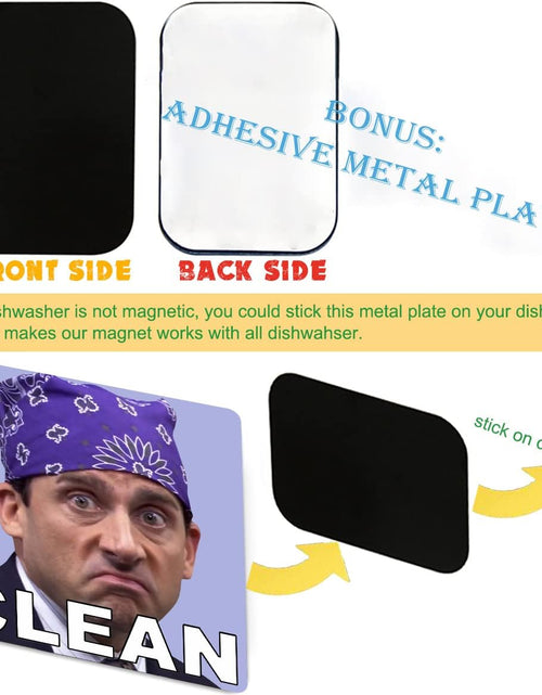Load image into Gallery viewer, Michael Scott Prison Mike Dishwasher Magnet Clean Dirty Sign Sticker Strongest Magnet Double Sided Flip with Metal Magnetic Plate Universal Kitchen Dish Washer Reversible Indicator
