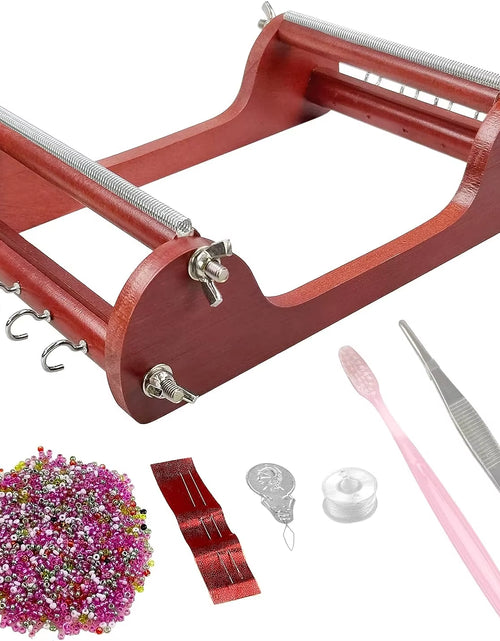 Load image into Gallery viewer, Small Wooden Bead Loom Kit Jewelry Making Bead Tools with Threads Tweezers 20G Seed Beads for Jewelry Making Tool
