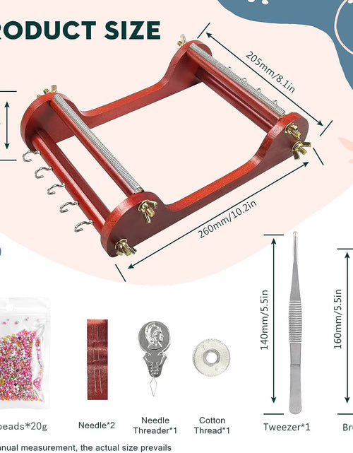 Load image into Gallery viewer, Small Wooden Bead Loom Kit Jewelry Making Bead Tools with Threads Tweezers 20G Seed Beads for Jewelry Making Tool
