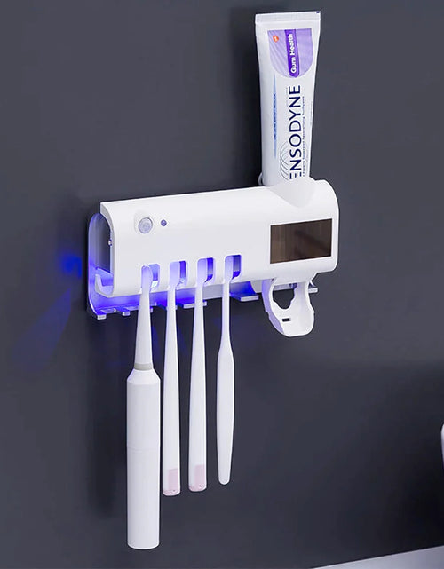 Load image into Gallery viewer, UV Light Sterilizer Toothbrush Holder Cleaner &amp; Automatic Toothpaste Dispenser
