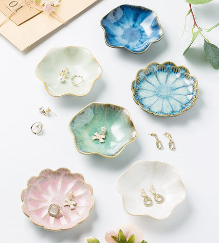 Jewelry Dish Tray, Ring Dish, Ceramic Trinket Tray, Key Bowl, Decorative Plate, for Friends Sisters Daughter Mother (Milky White)