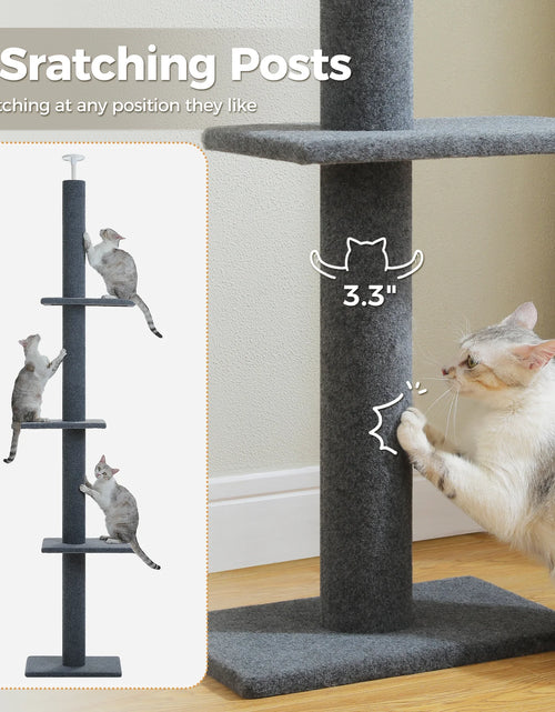 Load image into Gallery viewer, 90-107" Floor to Ceiling Cat Tree Tower 4 Tier Tall Cat Climbing Posts Adjustable, Gray
