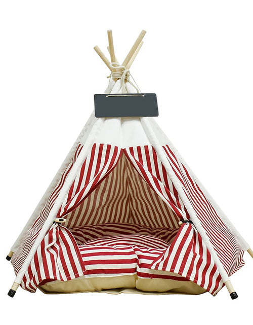 Load image into Gallery viewer, Pet Tent House Cat Bed Portable Teepee with Thick Cushion and 6 Colors Available for Dog Puppy Excursion Outdoor Indoor

