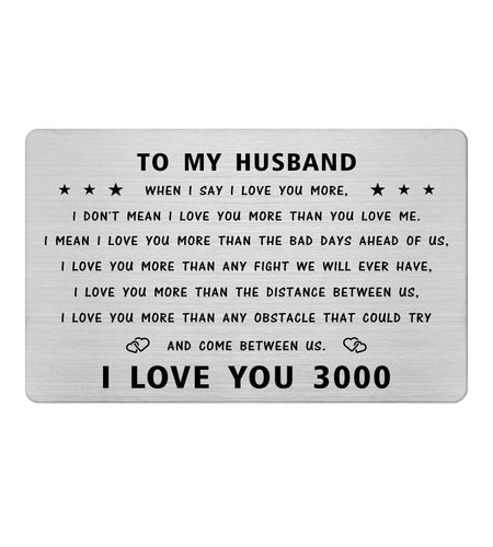 to My Husband Wallet Card, I Love You Gifts for Him Husband, Husband Birthday Card from Wife, Valentines, Fathers Day