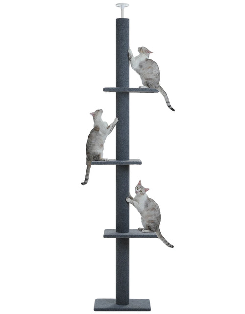 Load image into Gallery viewer, 90-107" Floor to Ceiling Cat Tree Tower 4 Tier Tall Cat Climbing Posts Adjustable, Gray
