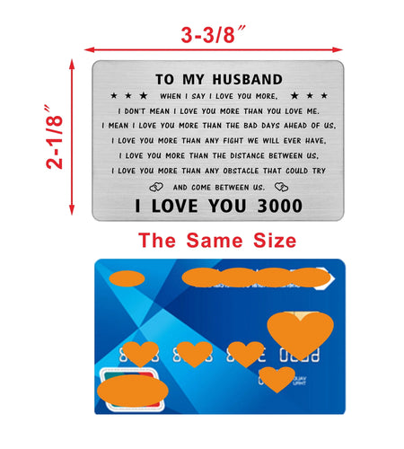 to My Husband Wallet Card, I Love You Gifts for Him Husband, Husband Birthday Card from Wife, Valentines, Fathers Day