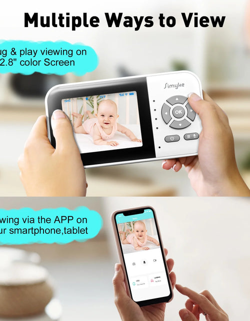 Load image into Gallery viewer, Wifi Video Baby Monitor, 2.8" LCD &amp; App Viewing, 2-Way Audio, Night Vision, VOX, 5 Lullabies, Supports 4 Cameras, 1200Ft Range, Home Use
