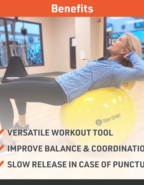 Load image into Gallery viewer, Yellow Fitness Ball (65 Cm), Pump &amp; Exercise Guide Included
