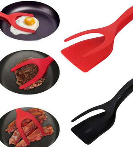 2 in 1 Grip and Flip Tongs Egg Spatula Tongs Clamp Pancake Fried Egg French Toast Omelet Overturned Kitchen Accessories