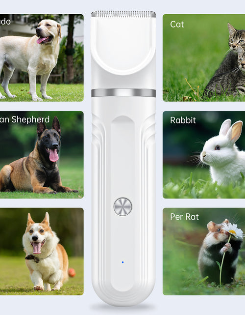 Load image into Gallery viewer, 4 in 1 Dog Clippers, Low Noise Pets Hair Clipper Grooming Kit, Cordless Dog Paw Trimmers Rechargeable Quiet Nail Grinder Shaver for Dogs Cats Trimming Hair around Paws Eyes Ears Face Rump
