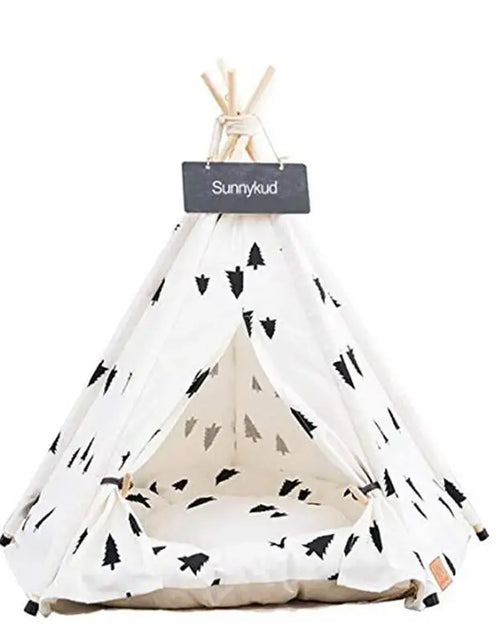 Load image into Gallery viewer, Pet Tent House Cat Bed Portable Teepee with Thick Cushion and 6 Colors Available for Dog Puppy Excursion Outdoor Indoor
