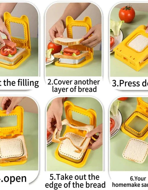 Load image into Gallery viewer, Sandwich Cutter and Sealer Flip Sandwich Cutting Tool for Kids Lunch Stainless Steel Blade Circular Sandwich Bread Toast Mold
