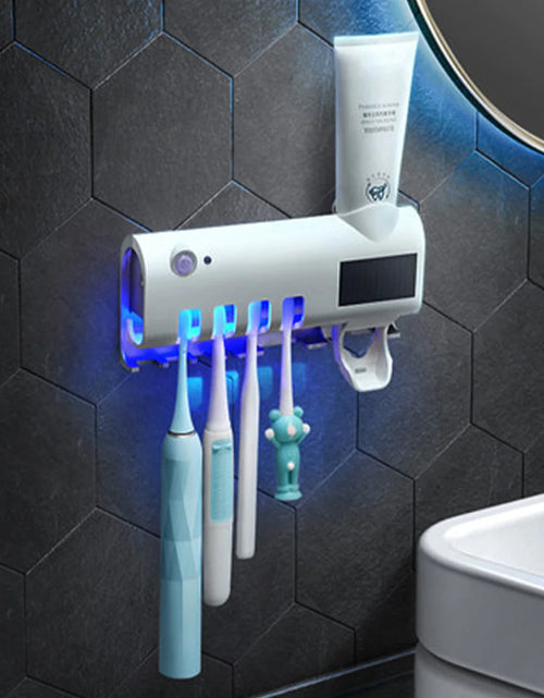 Load image into Gallery viewer, UV Light Sterilizer Toothbrush Holder Cleaner &amp; Automatic Toothpaste Dispenser
