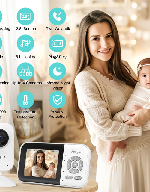 Load image into Gallery viewer, Wifi Video Baby Monitor, 2.8" LCD &amp; App Viewing, 2-Way Audio, Night Vision, VOX, 5 Lullabies, Supports 4 Cameras, 1200Ft Range, Home Use
