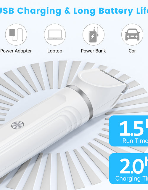 Load image into Gallery viewer, 4 in 1 Dog Clippers, Low Noise Pets Hair Clipper Grooming Kit, Cordless Dog Paw Trimmers Rechargeable Quiet Nail Grinder Shaver for Dogs Cats Trimming Hair around Paws Eyes Ears Face Rump
