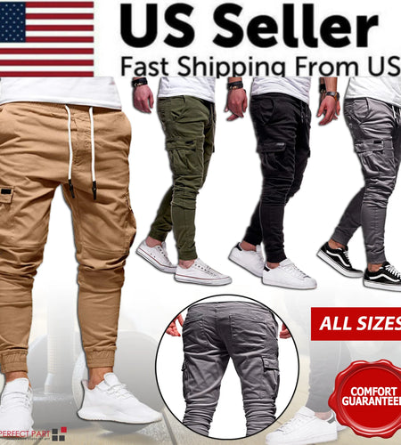 Men'S Casual Joggers Pants Sweatpants Cargo Combat Loose Sport Workout Trousers