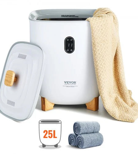 VEVOR Towel Warmer 25L, Towel Warmer Bucket with 2 Heating Modes, 20/40/60/90 Min Auto Shut Off, Bottom Heating Columns, LED Screen, Large Towel Warmer for Bathroom, Spa, Bathrobe, Blanket & Pajama