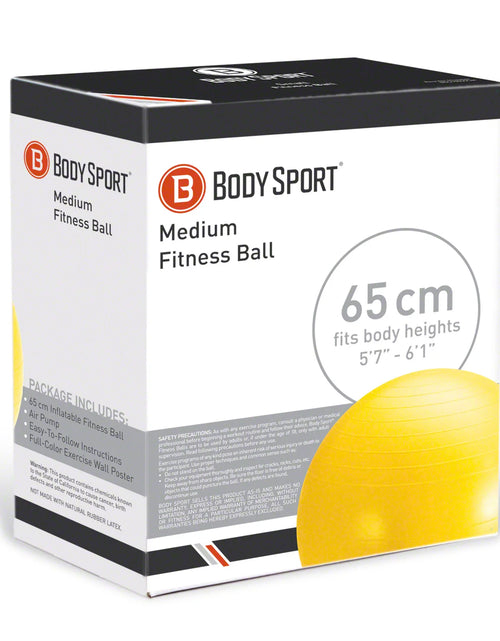Load image into Gallery viewer, Yellow Fitness Ball (65 Cm), Pump &amp; Exercise Guide Included
