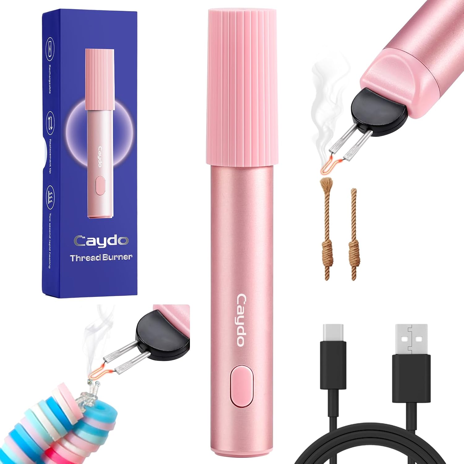 Thread Burner for Jewelry Making, Rechargeable Thread Burner Tool & Threads Zapper for Bead Weaving, Bracelet Making, Leather Craft, Sewing & Stringing Projects