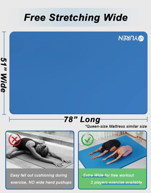 Load image into Gallery viewer, Large Yoga Mat 78X51" 10Mm Thick NBR Foam Exercise Mats for Home/Gym Fitness Workout, Blue
