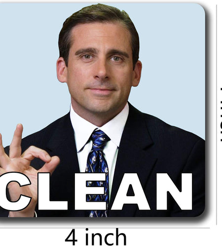 Michael Scott Prison Mike Dishwasher Magnet Clean Dirty Sign Sticker Strongest Magnet Double Sided Flip with Metal Magnetic Plate Universal Kitchen Dish Washer Reversible Indicator