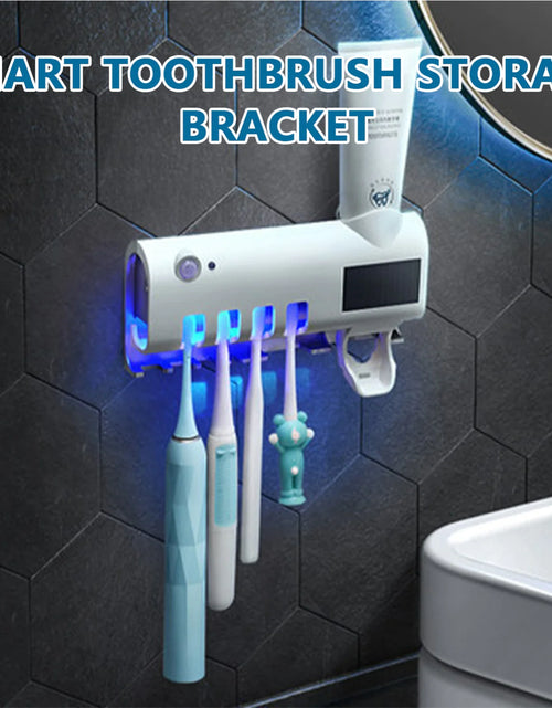 Load image into Gallery viewer, UV Light Sterilizer Toothbrush Holder Cleaner &amp; Automatic Toothpaste Dispenser
