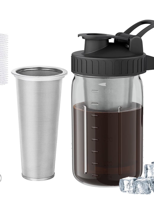 Load image into Gallery viewer, Cold Brew Coffee Maker - 32Oz Stainless Steel Filter Cold Brew Pitcher Jar, No Leaks Cold Brew Mason Jar Coffee Maker, Easy to Clean Cold Coffee Maker

