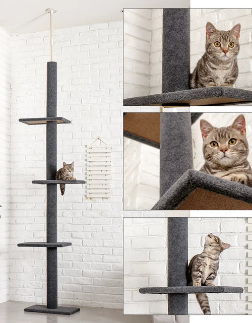 Load image into Gallery viewer, 90-107" Floor to Ceiling Cat Tree Tower 4 Tier Tall Cat Climbing Posts Adjustable, Gray
