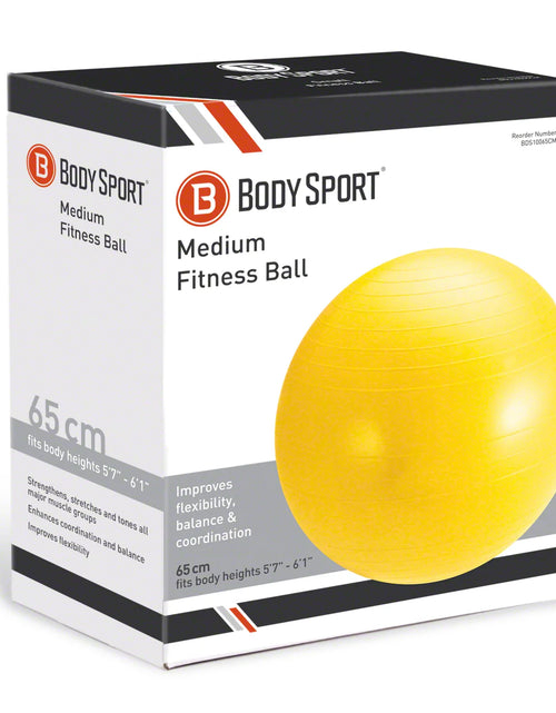 Load image into Gallery viewer, Yellow Fitness Ball (65 Cm), Pump &amp; Exercise Guide Included
