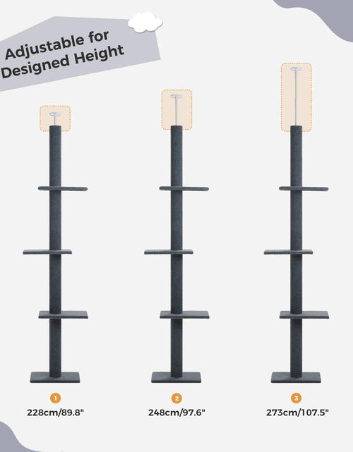 Load image into Gallery viewer, 90-107" Floor to Ceiling Cat Tree Tower 4 Tier Tall Cat Climbing Posts Adjustable, Gray
