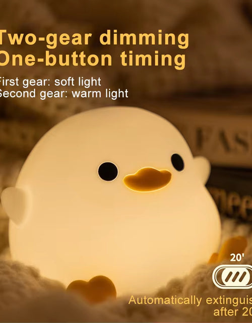 Load image into Gallery viewer, Duck Silicone Night Light for Children with Timer Usb Rechargeable Dimming Touch Lamp Sleeping Bedroom Cartoon Animal Decor Gift
