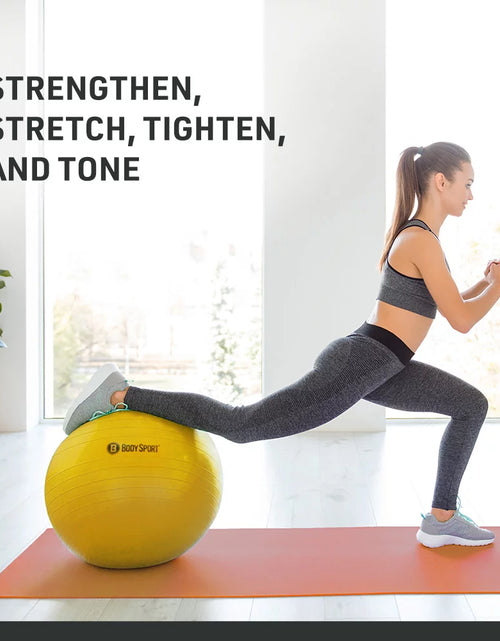 Load image into Gallery viewer, Yellow Fitness Ball (65 Cm), Pump &amp; Exercise Guide Included
