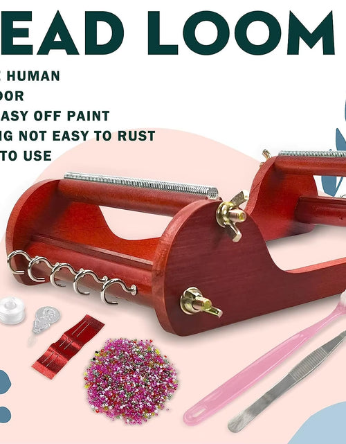 Load image into Gallery viewer, Small Wooden Bead Loom Kit Jewelry Making Bead Tools with Threads Tweezers 20G Seed Beads for Jewelry Making Tool
