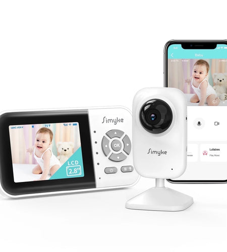 Wifi Video Baby Monitor, 2.8" LCD & App Viewing, 2-Way Audio, Night Vision, VOX, 5 Lullabies, Supports 4 Cameras, 1200Ft Range, Home Use