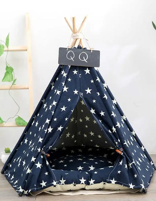 Load image into Gallery viewer, Pet Tent House Cat Bed Portable Teepee with Thick Cushion and 6 Colors Available for Dog Puppy Excursion Outdoor Indoor
