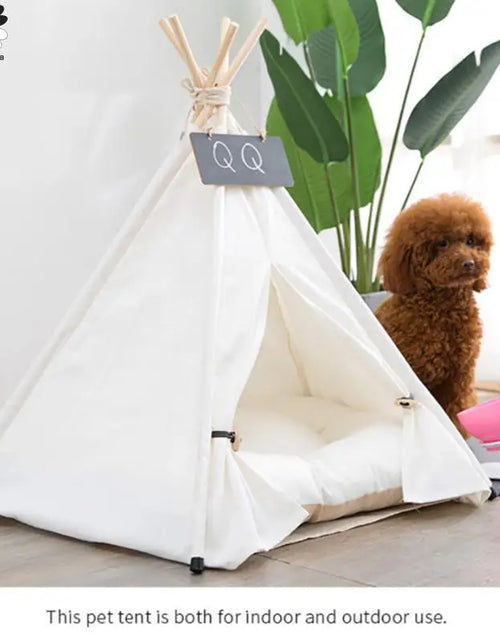 Load image into Gallery viewer, Pet Tent House Cat Bed Portable Teepee with Thick Cushion and 6 Colors Available for Dog Puppy Excursion Outdoor Indoor
