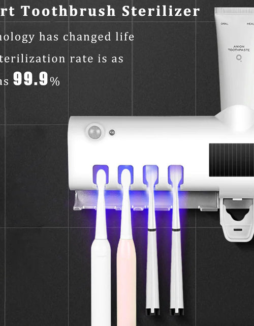 Load image into Gallery viewer, UV Light Sterilizer Toothbrush Holder Cleaner &amp; Automatic Toothpaste Dispenser

