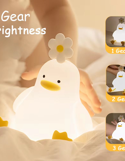 Load image into Gallery viewer, Duck Silicone Night Light for Children with Timer Usb Rechargeable Dimming Touch Lamp Sleeping Bedroom Cartoon Animal Decor Gift
