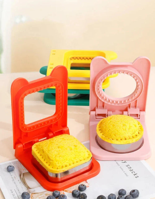 Load image into Gallery viewer, Sandwich Cutter and Sealer Flip Sandwich Cutting Tool for Kids Lunch Stainless Steel Blade Circular Sandwich Bread Toast Mold
