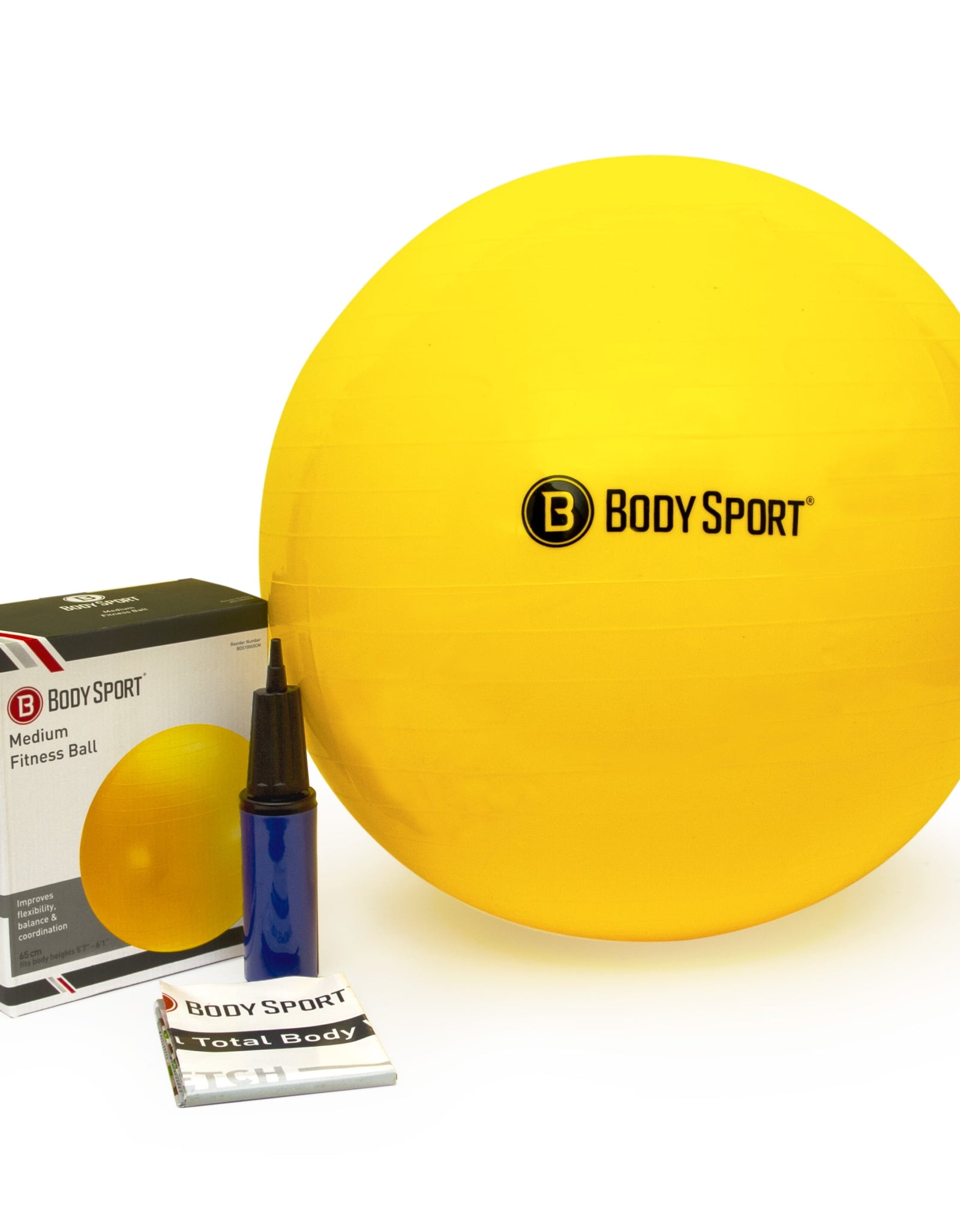 Yellow Fitness Ball (65 Cm), Pump & Exercise Guide Included
