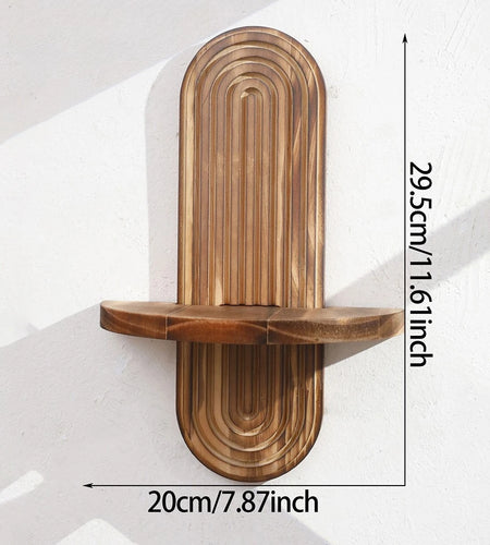 1Pc Wooden Wall Mounted Shelves, Boho Style Rack, Modern Home Decor for Living Room, Bathroom Display Decoration