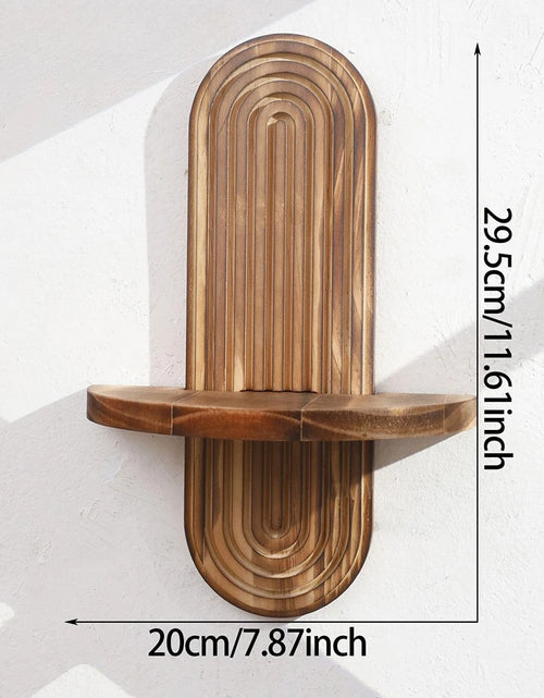 Load image into Gallery viewer, 1Pc Wooden Wall Mounted Shelves, Boho Style Rack, Modern Home Decor for Living Room, Bathroom Display Decoration
