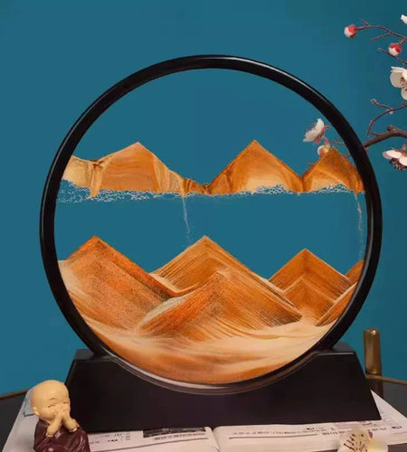 3D Moving Sand Art Picture round Glass Deep Sea Sandscape Hourglass Quicksand Craft Flowing Sand Painting Office Home Decor Gift