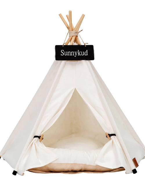 Load image into Gallery viewer, Pet Tent House Cat Bed Portable Teepee with Thick Cushion and 6 Colors Available for Dog Puppy Excursion Outdoor Indoor
