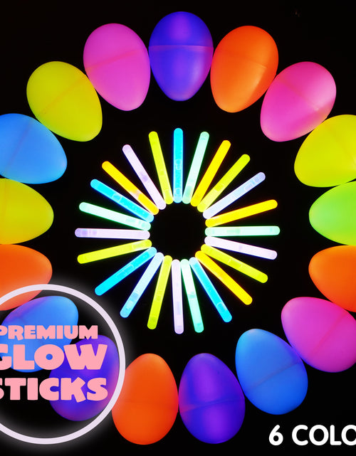 Load image into Gallery viewer, 70 Pcs Easter Eggs Filled with Toys (35 Eggs &amp; 35 Sticks),Easter Glowing Eggs Set for Kids,Easter Basket Stuffers Fillers Gift,Easter Eggs Hunt Game Party Favors
