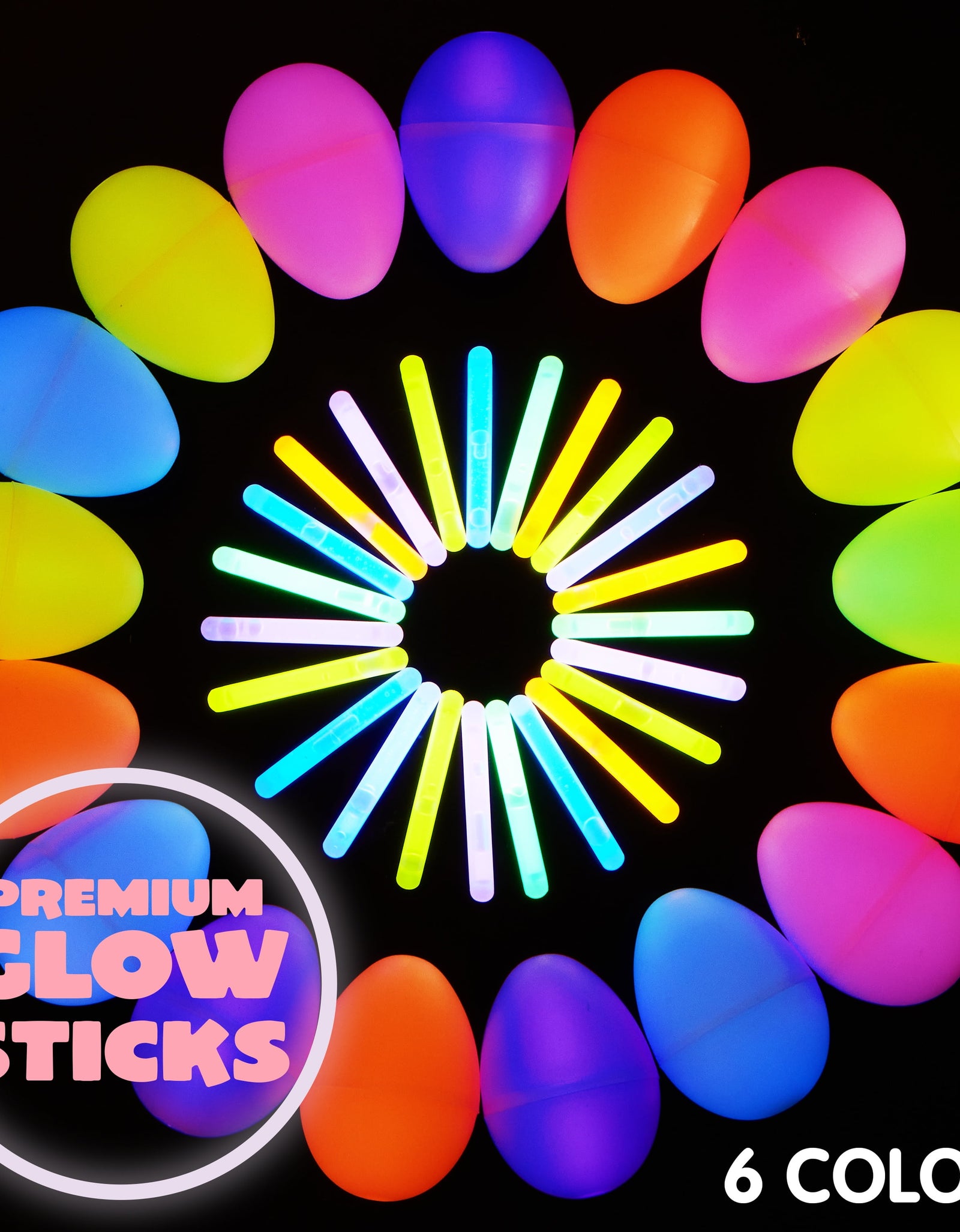 70 Pcs Easter Eggs Filled with Toys (35 Eggs & 35 Sticks),Easter Glowing Eggs Set for Kids,Easter Basket Stuffers Fillers Gift,Easter Eggs Hunt Game Party Favors