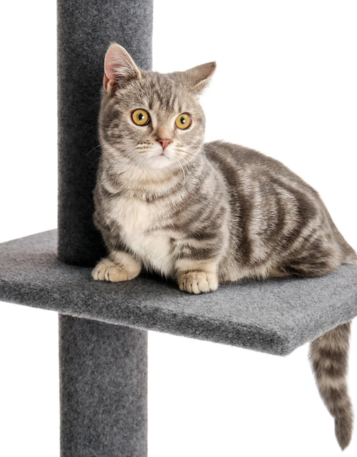 Load image into Gallery viewer, 90-107" Floor to Ceiling Cat Tree Tower 4 Tier Tall Cat Climbing Posts Adjustable, Gray
