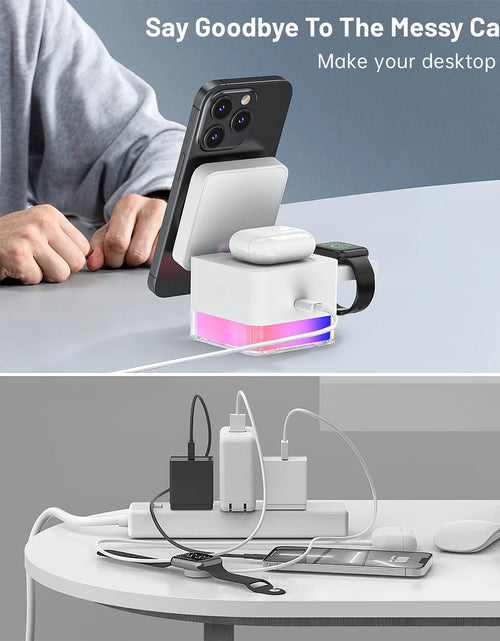 Load image into Gallery viewer, Wireless Charging Station, 3 in 1 Wireless Charger Stand for Multiple Iphone Devices, Wireless Charger for Iphone 16/15/14/13/12/Pro/Pro Max, Iwatch 10/SE/9/8/7/6/5/4/3/2, Airpods 2/3, White
