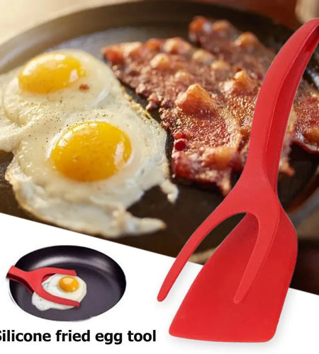 2 in 1 Grip and Flip Tongs Egg Spatula Tongs Clamp Pancake Fried Egg French Toast Omelet Overturned Kitchen Accessories